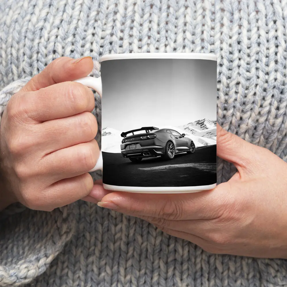 Chevrolet Camaro Black White Mountain Road – Mugs