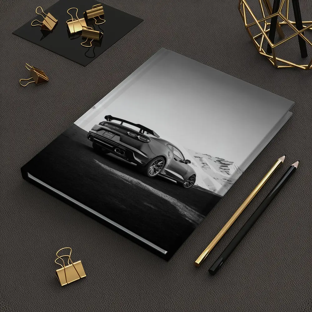Chevrolet Camaro Black White Mountain Road – Notebooks