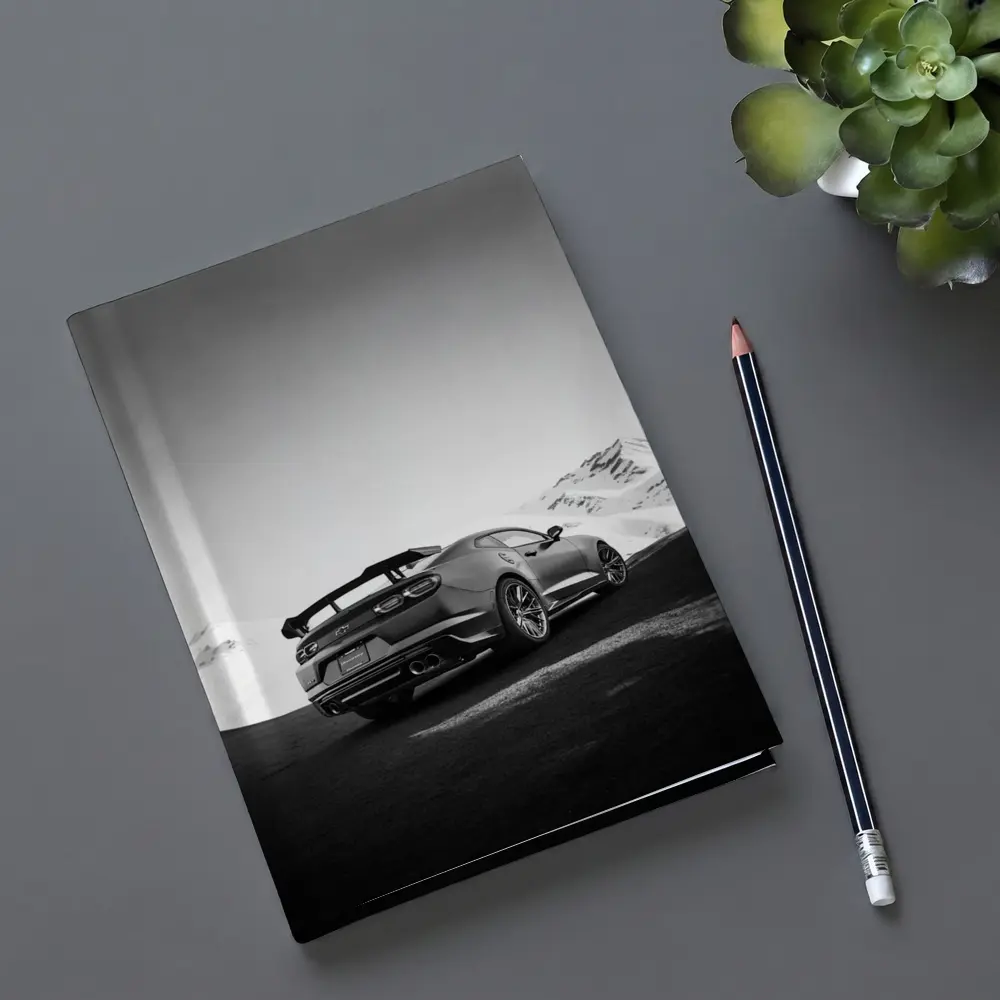 Chevrolet Camaro Black White Mountain Road – Notebooks