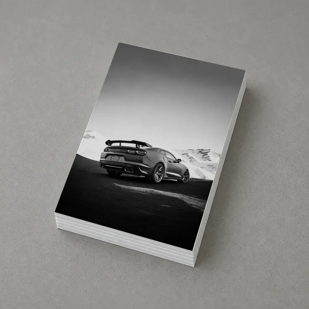Chevrolet Camaro Black White Mountain Road – Postcards