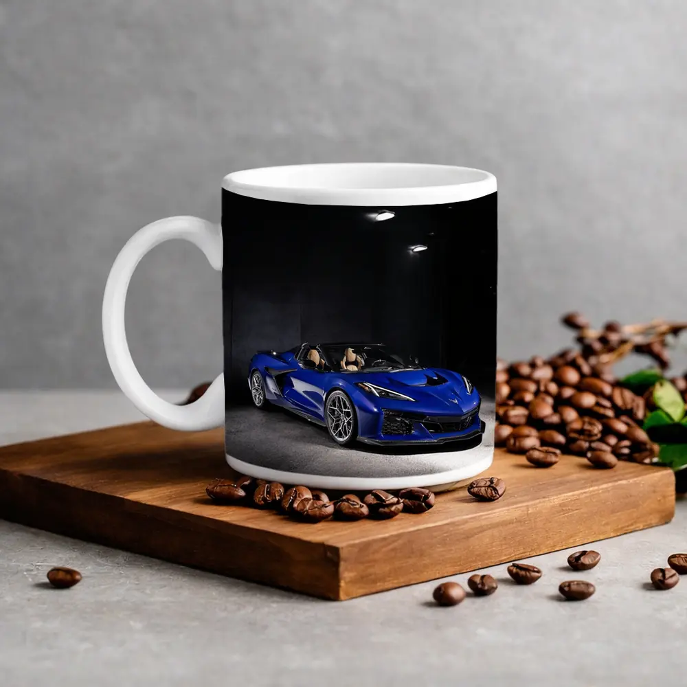 Chevrolet Corvette Blue Convertible Dark Garage – Mugs