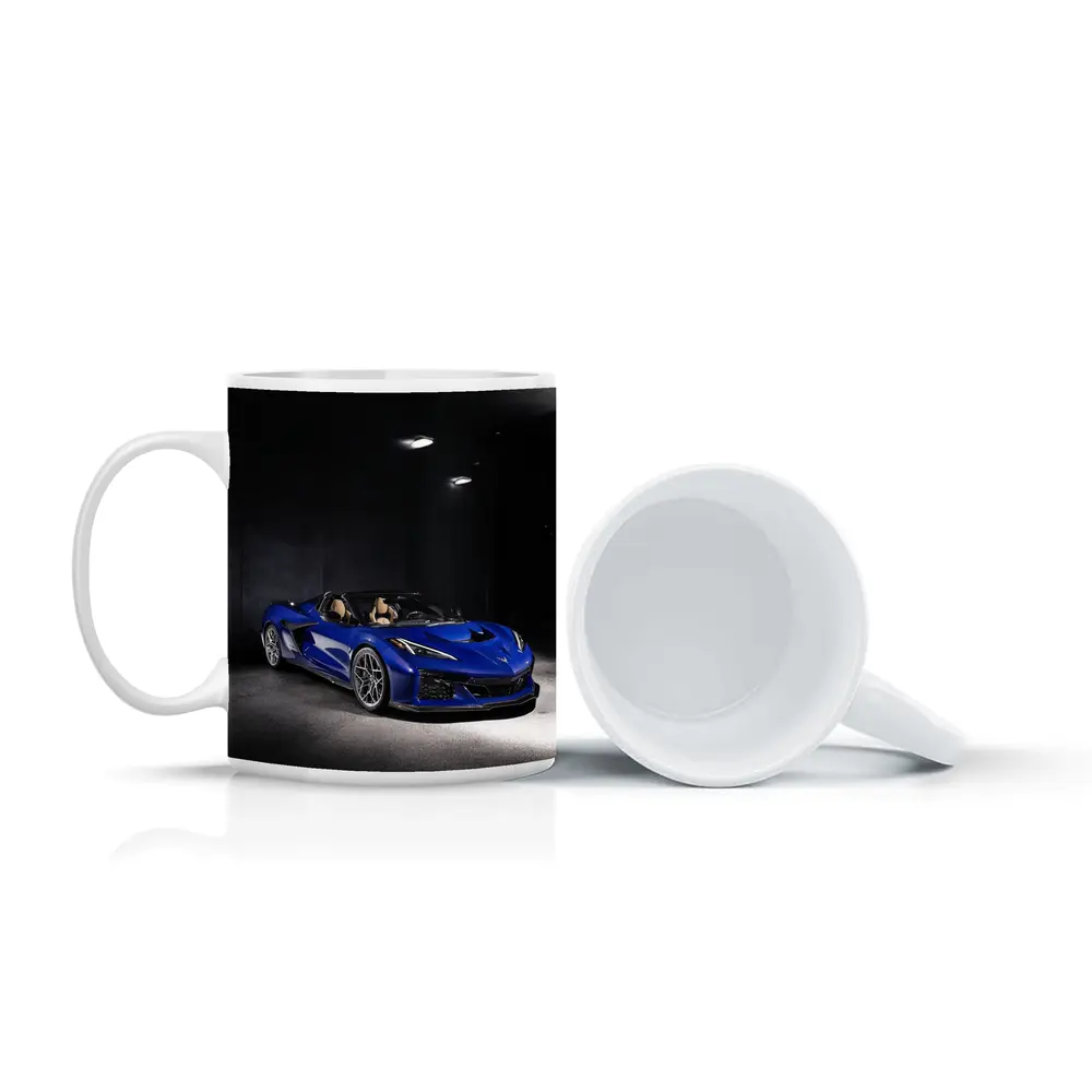 Chevrolet Corvette Blue Convertible Dark Garage – Mugs