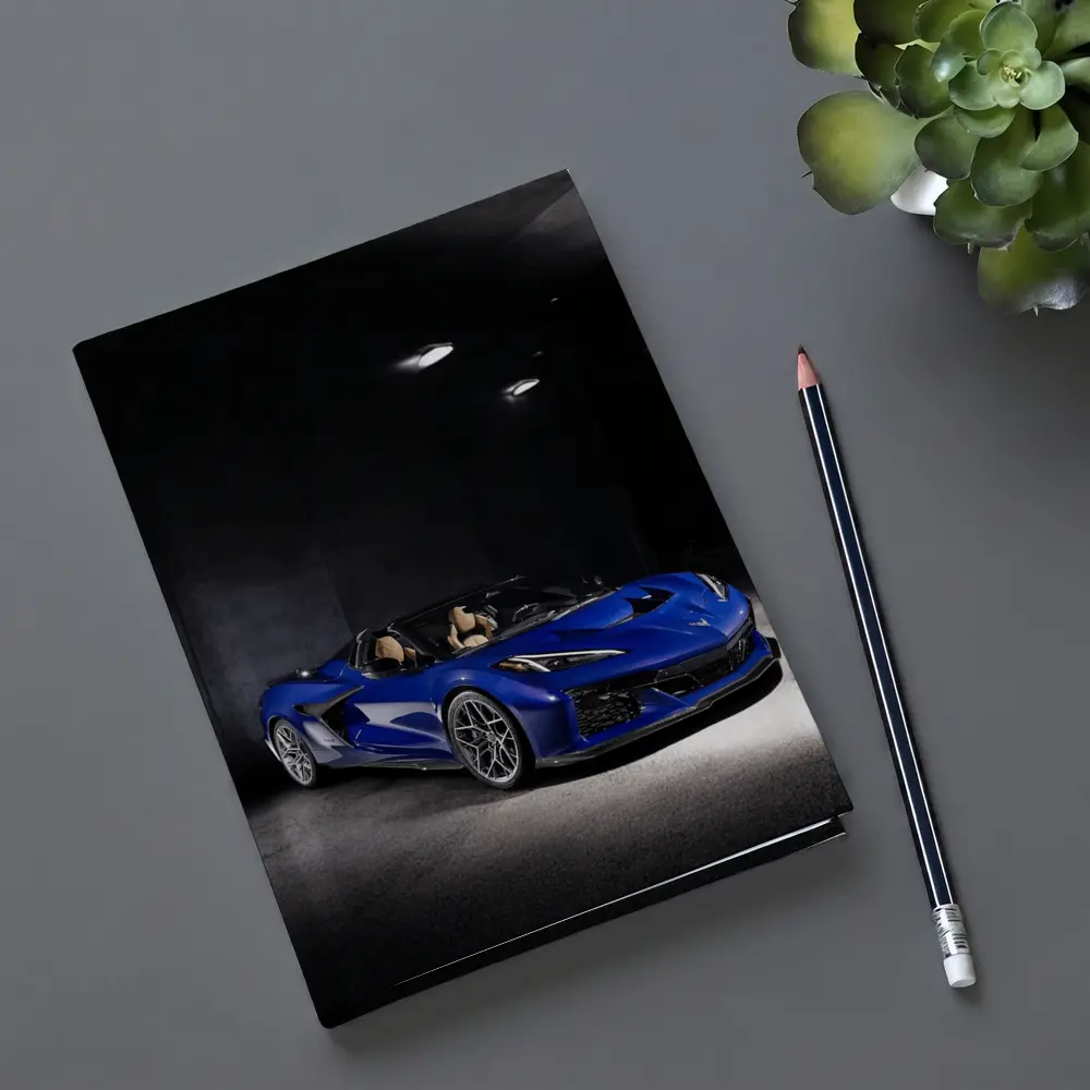 Chevrolet Corvette Blue Convertible Dark Garage – Notebooks