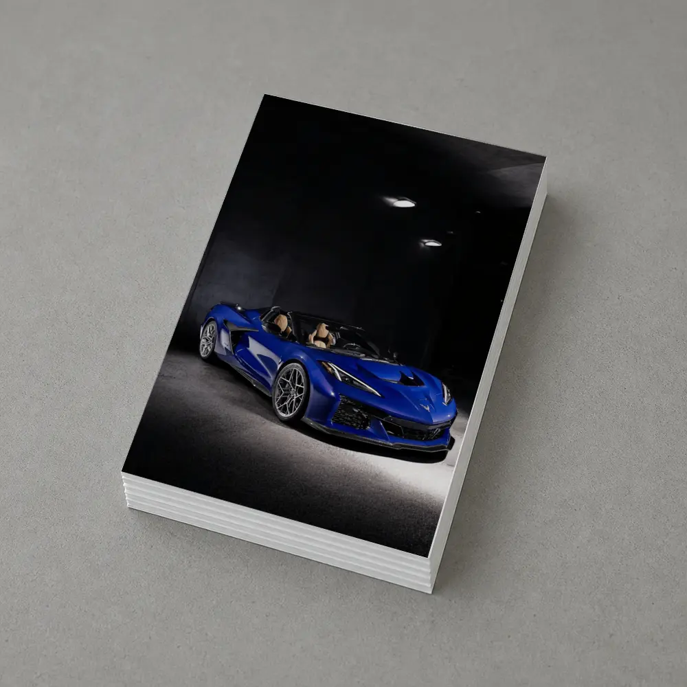 Chevrolet Corvette Blue Convertible Dark Garage – Postcards