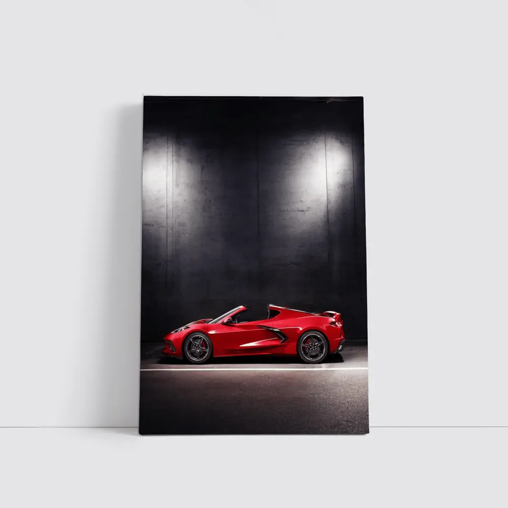 Chevrolet Corvette Red Sports Car Dark Studio – Wall Art