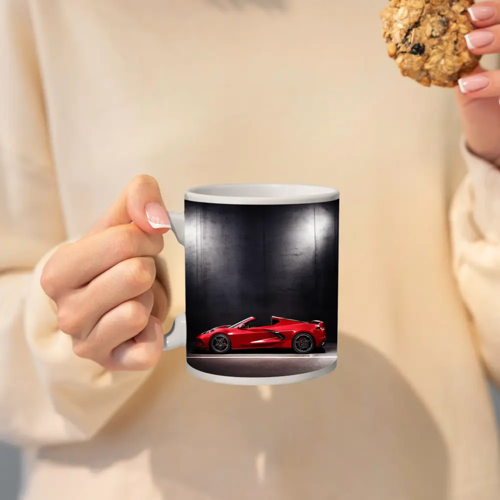 Chevrolet Corvette Red Sports Car Dark Studio – Mugs