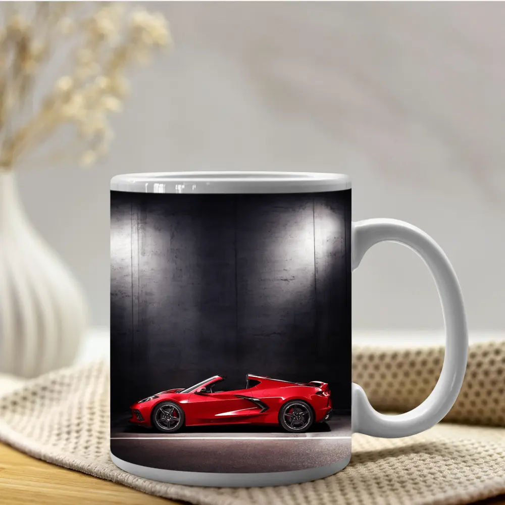 Chevrolet Corvette Red Sports Car Dark Studio – Mugs