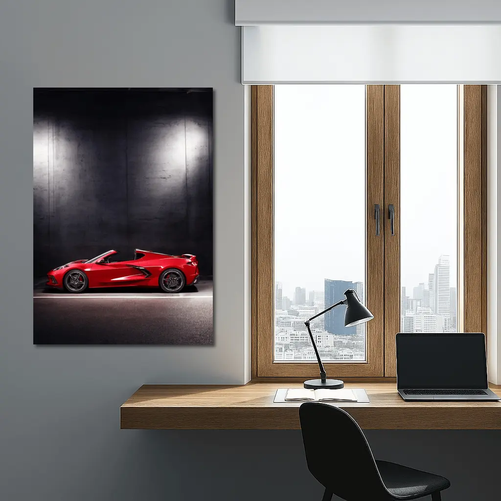 Chevrolet Corvette Red Sports Car Dark Studio – Wall Art
