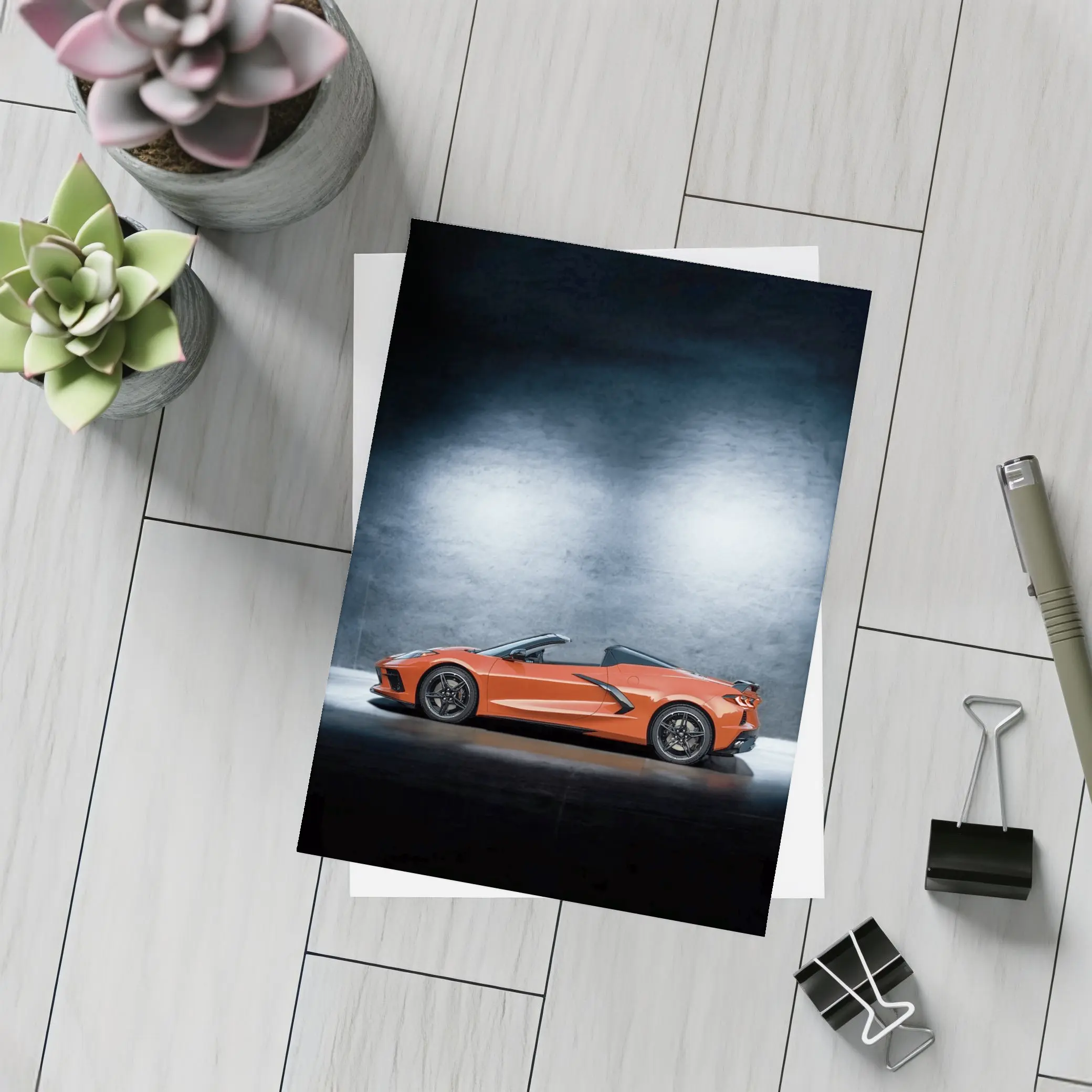 Chevrolet Corvette Convertible Orange Studio Shot – Postcards