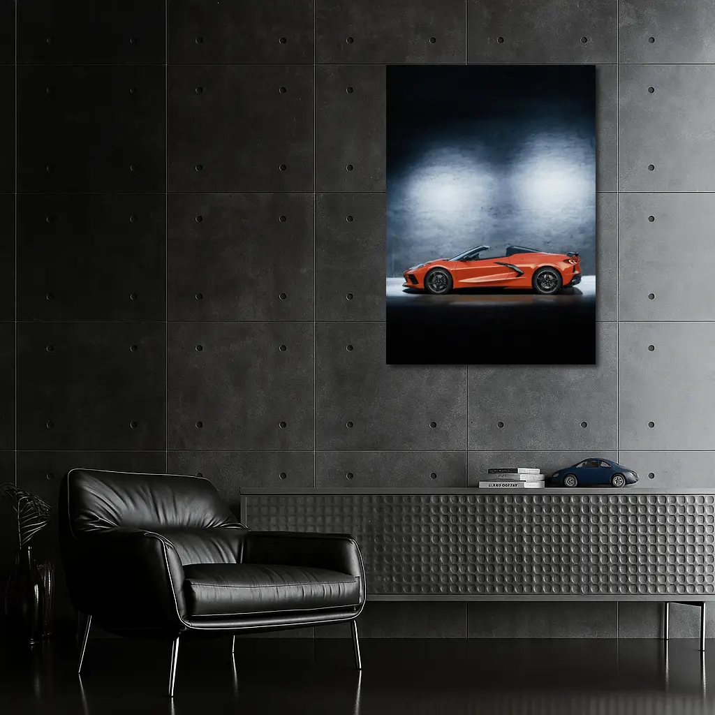 Chevrolet Corvette Convertible Orange Studio Shot – Wall Art