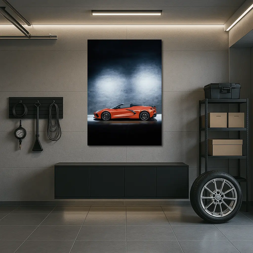 Chevrolet Corvette Convertible Orange Studio Shot – Wall Art
