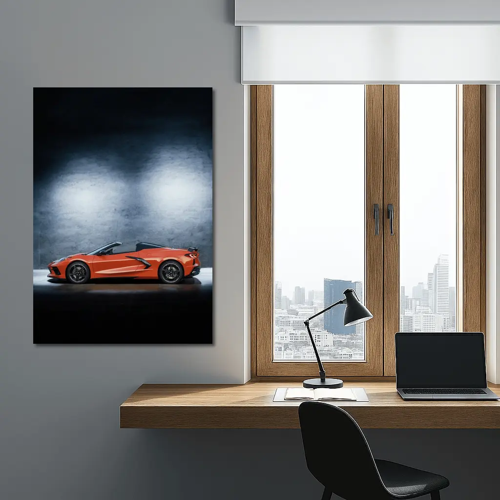 Chevrolet Corvette Convertible Orange Studio Shot – Wall Art
