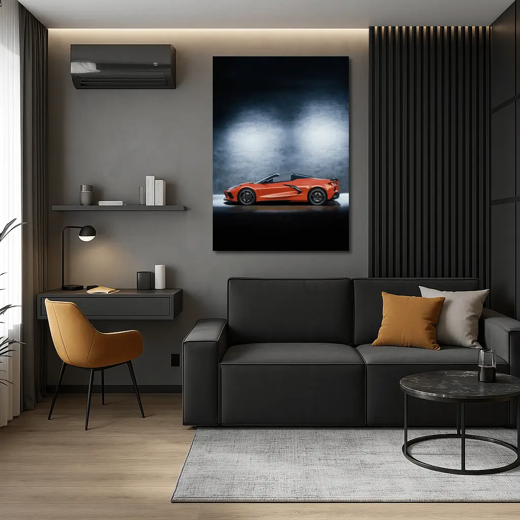 Chevrolet Corvette Convertible Orange Studio Shot – Wall Art