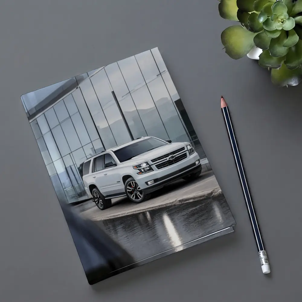 Chevrolet Tahoe White SUV Glass Building – Notebooks