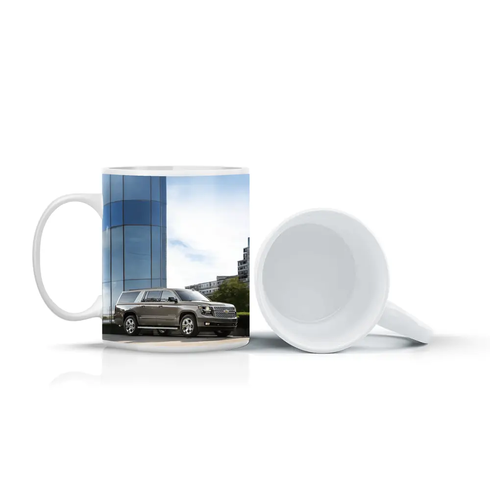 Chevrolet Suburban Parked Outside Glass Building – Mugs