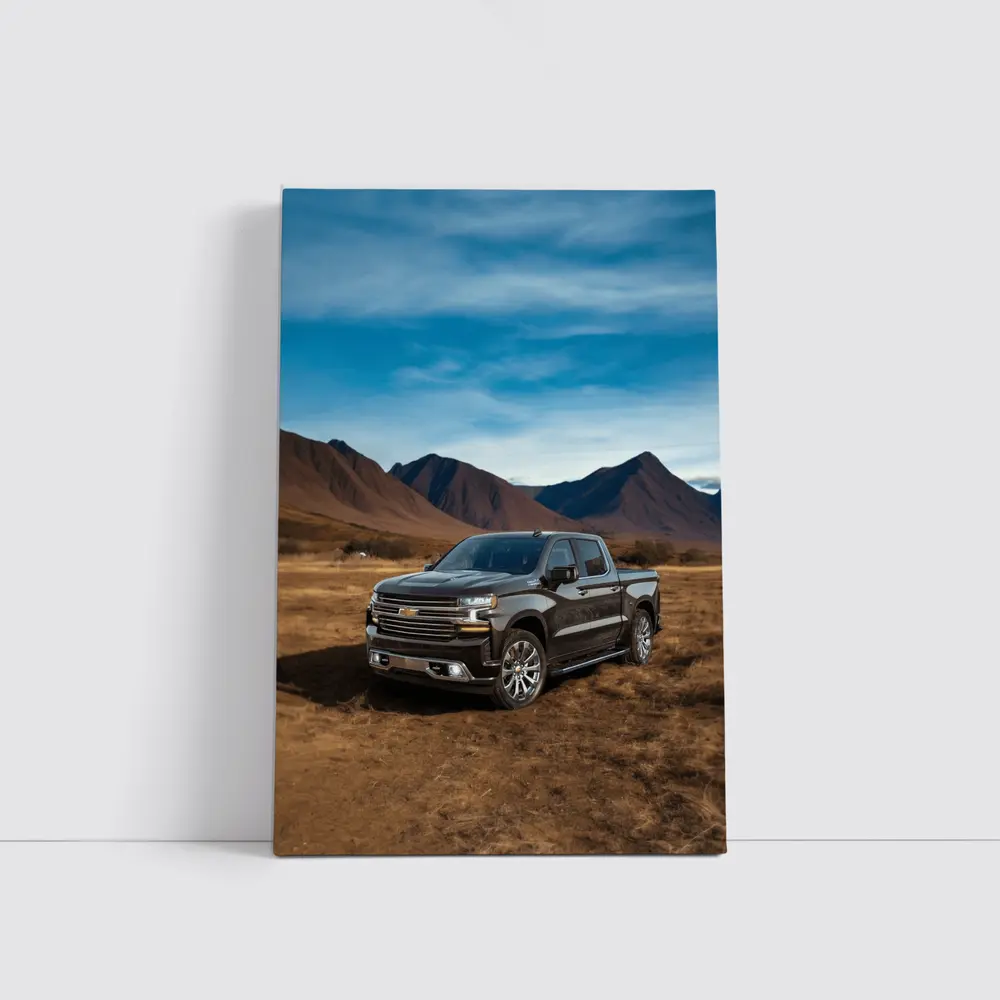 Chevrolet Silverado Black Truck Desert Mountains – Wall Art