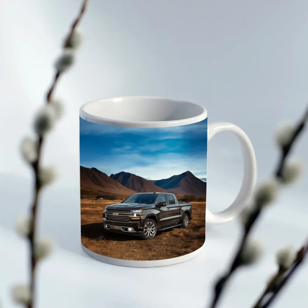 Chevrolet Silverado Black Truck Desert Mountains – Mugs