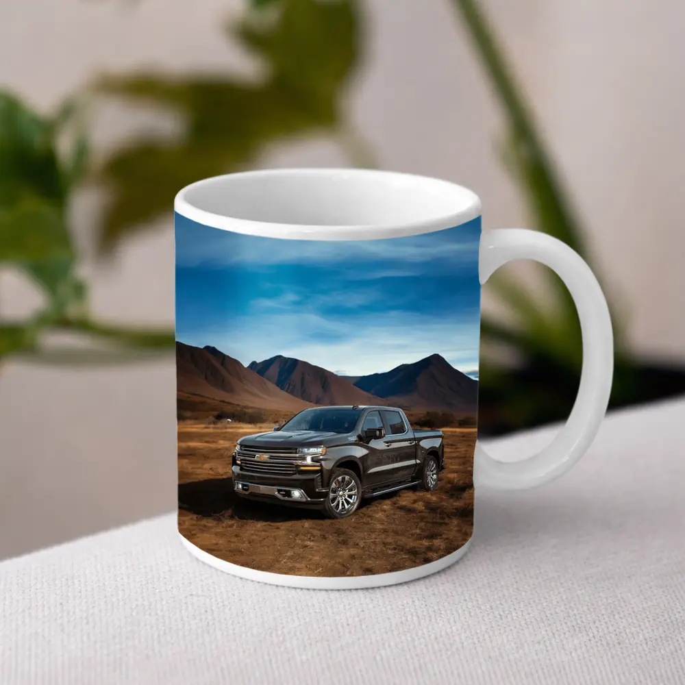 Chevrolet Silverado Black Truck Desert Mountains – Mugs