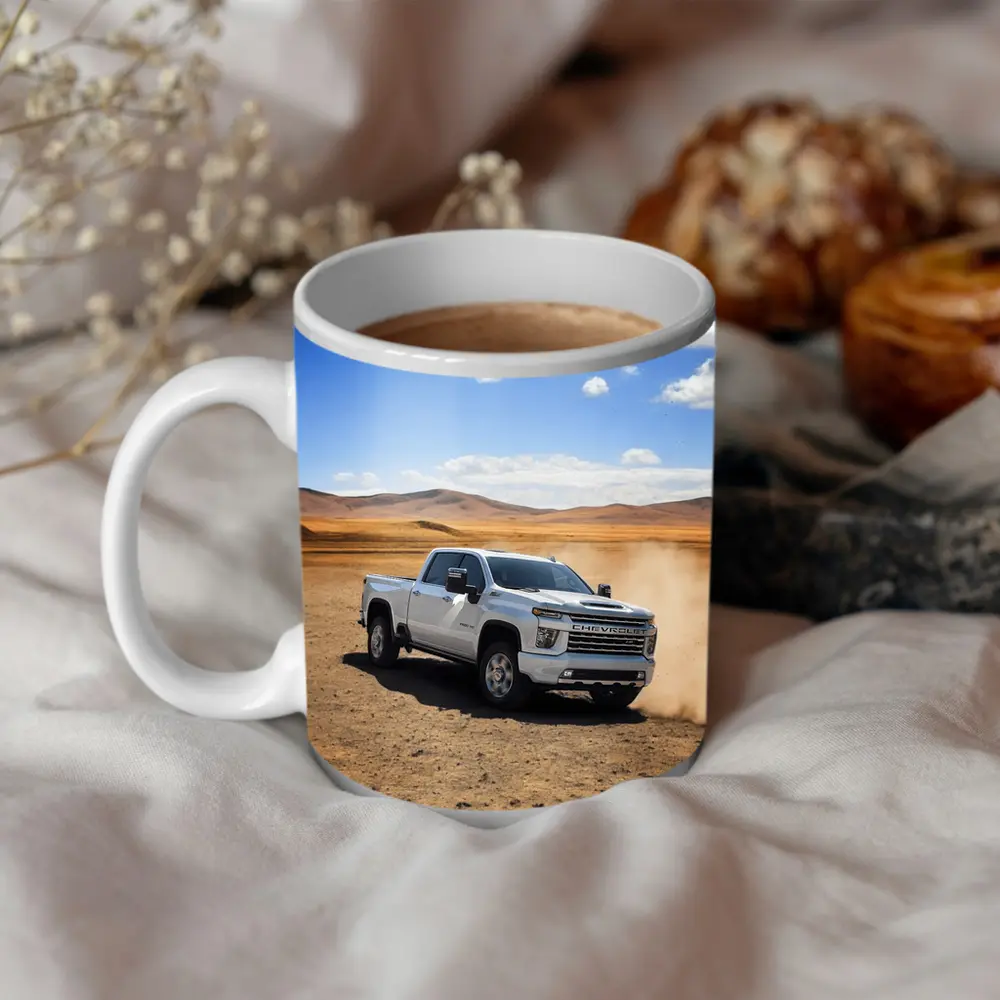 Chevrolet Silverado Tearing Through Desert Dust – Mugs