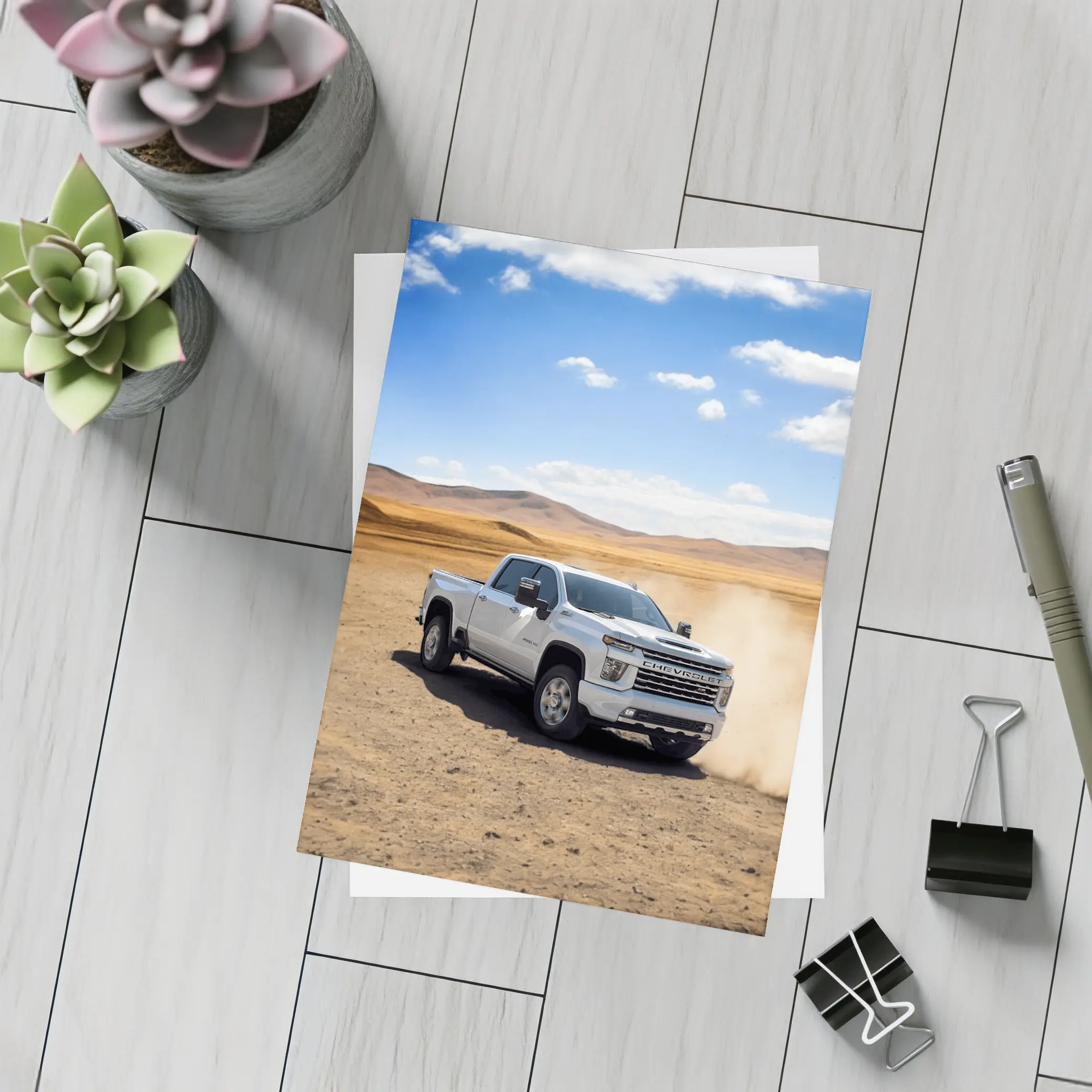Chevrolet Silverado Tearing Through Desert Dust – Postcards