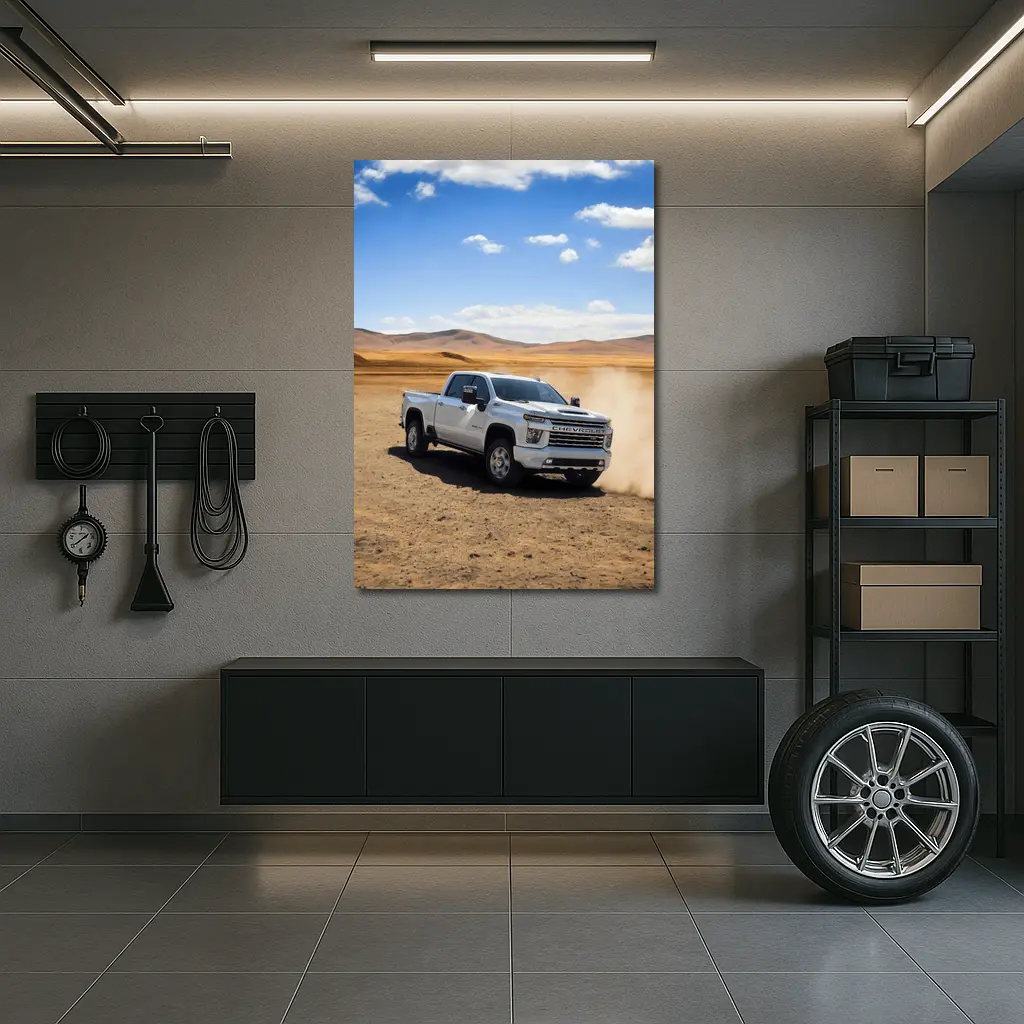 Chevrolet Silverado Tearing Through Desert Dust – Wall Art