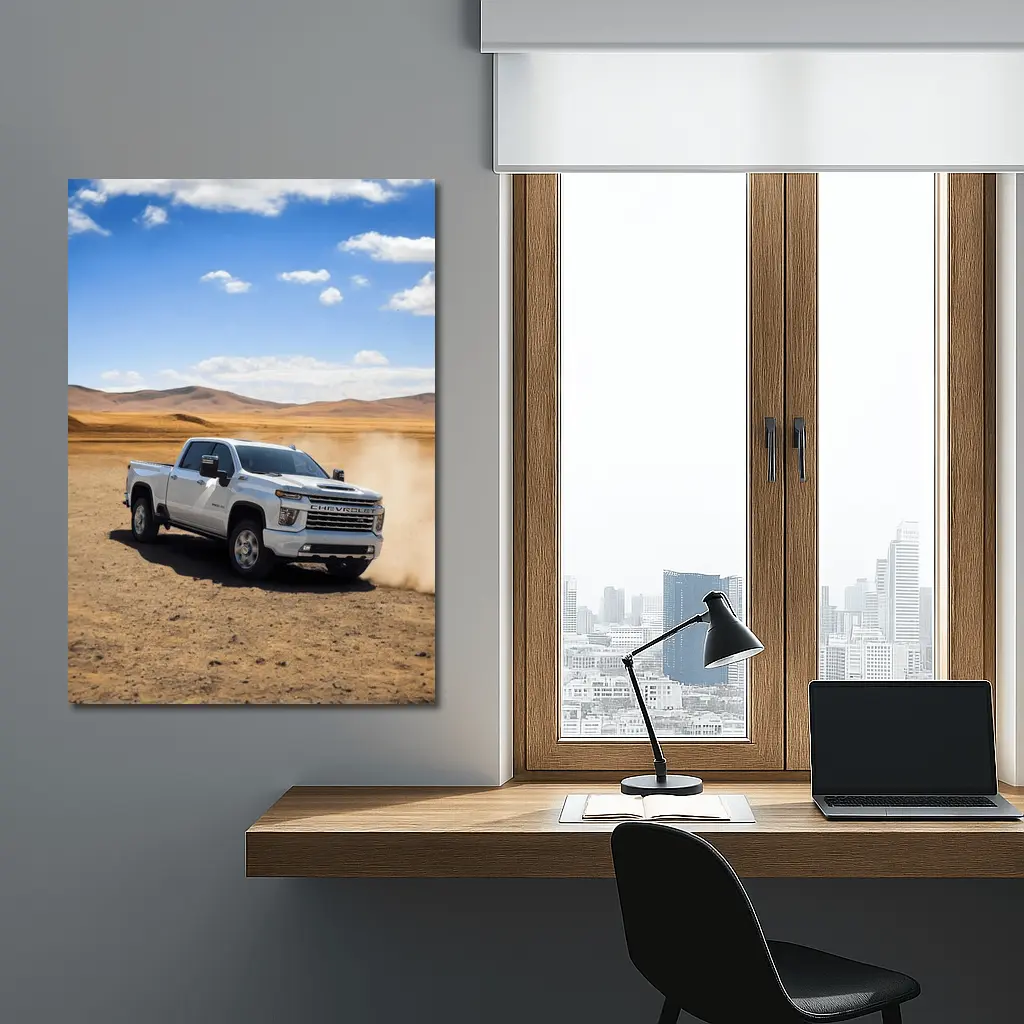 Chevrolet Silverado Tearing Through Desert Dust – Wall Art