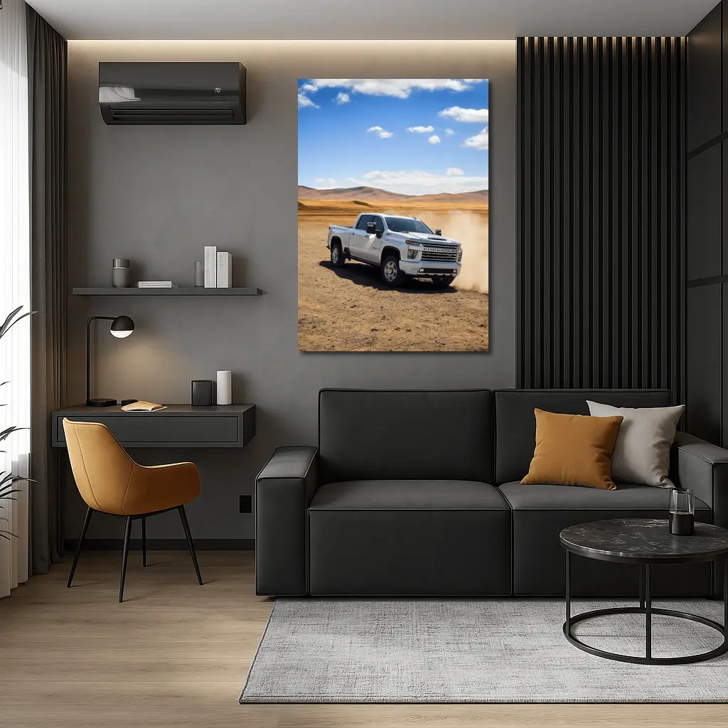 Chevrolet Silverado Tearing Through Desert Dust – Wall Art
