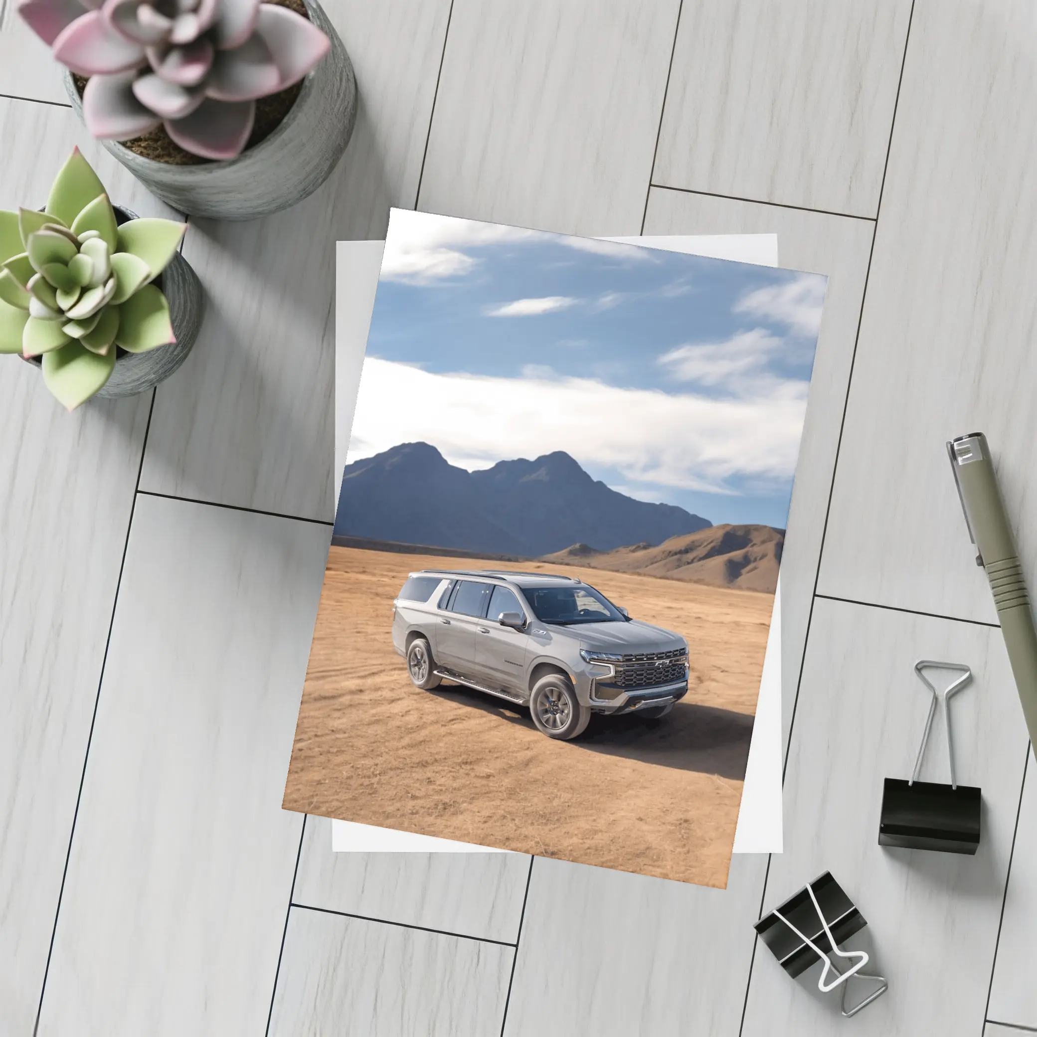 Chevrolet Suburban Desert Mountains Landscape – Postcards