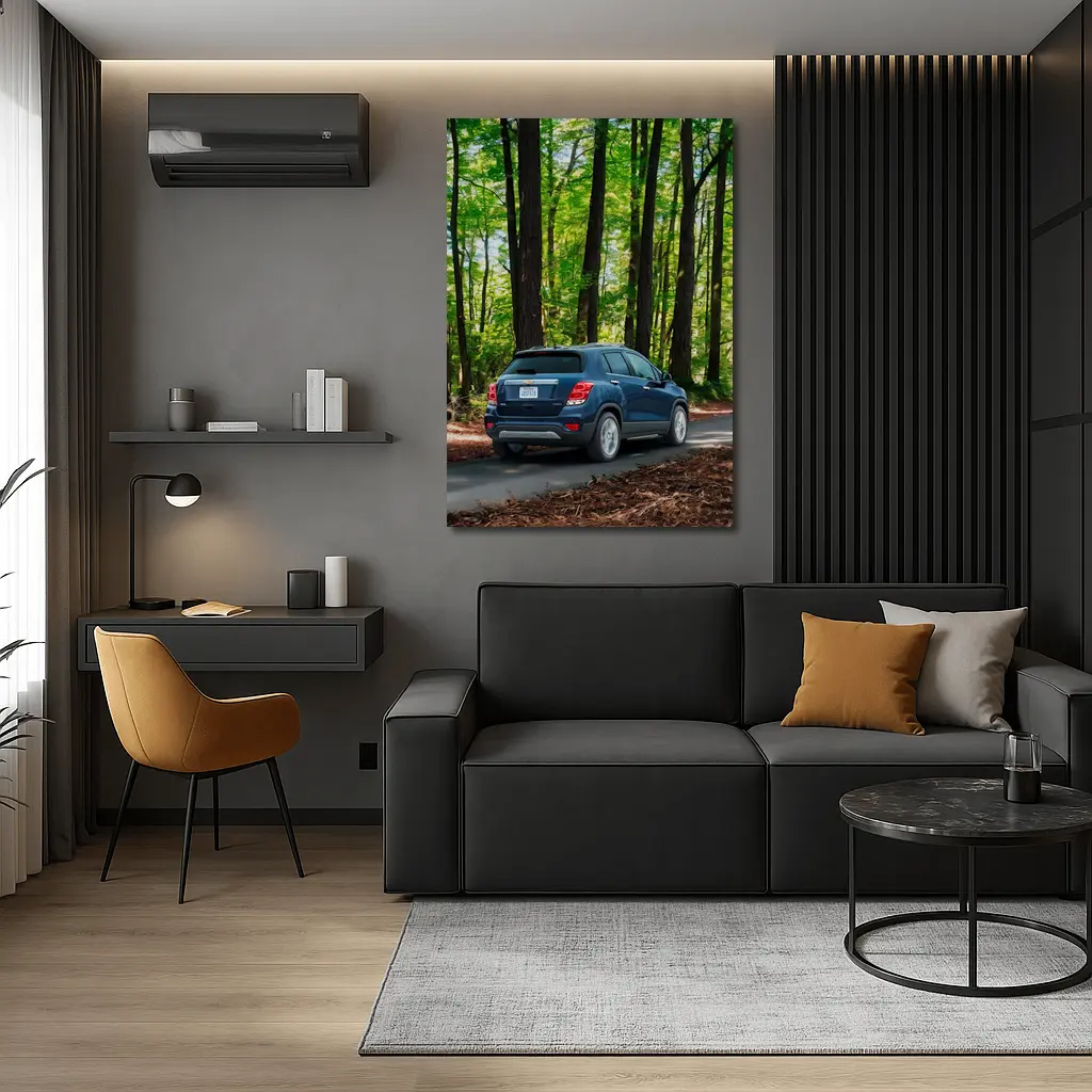 Chevrolet Trax Blue SUV Forest Road – Wall Art