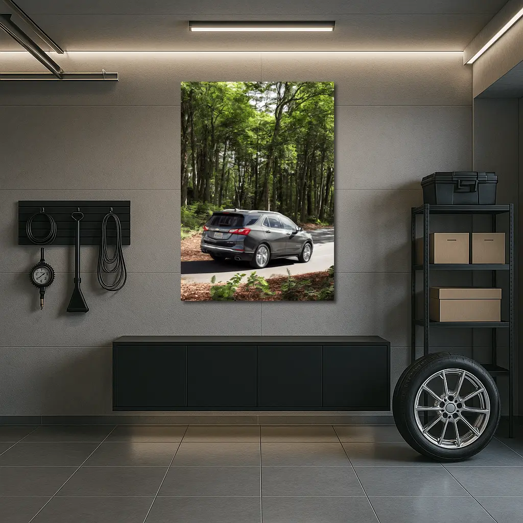 Chevrolet Equinox SUV Driving Through Forest Road – Wall Art