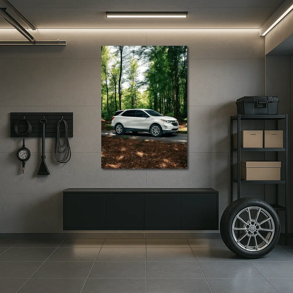 Chevrolet Equinox White SUV Forest Road – Wall Art