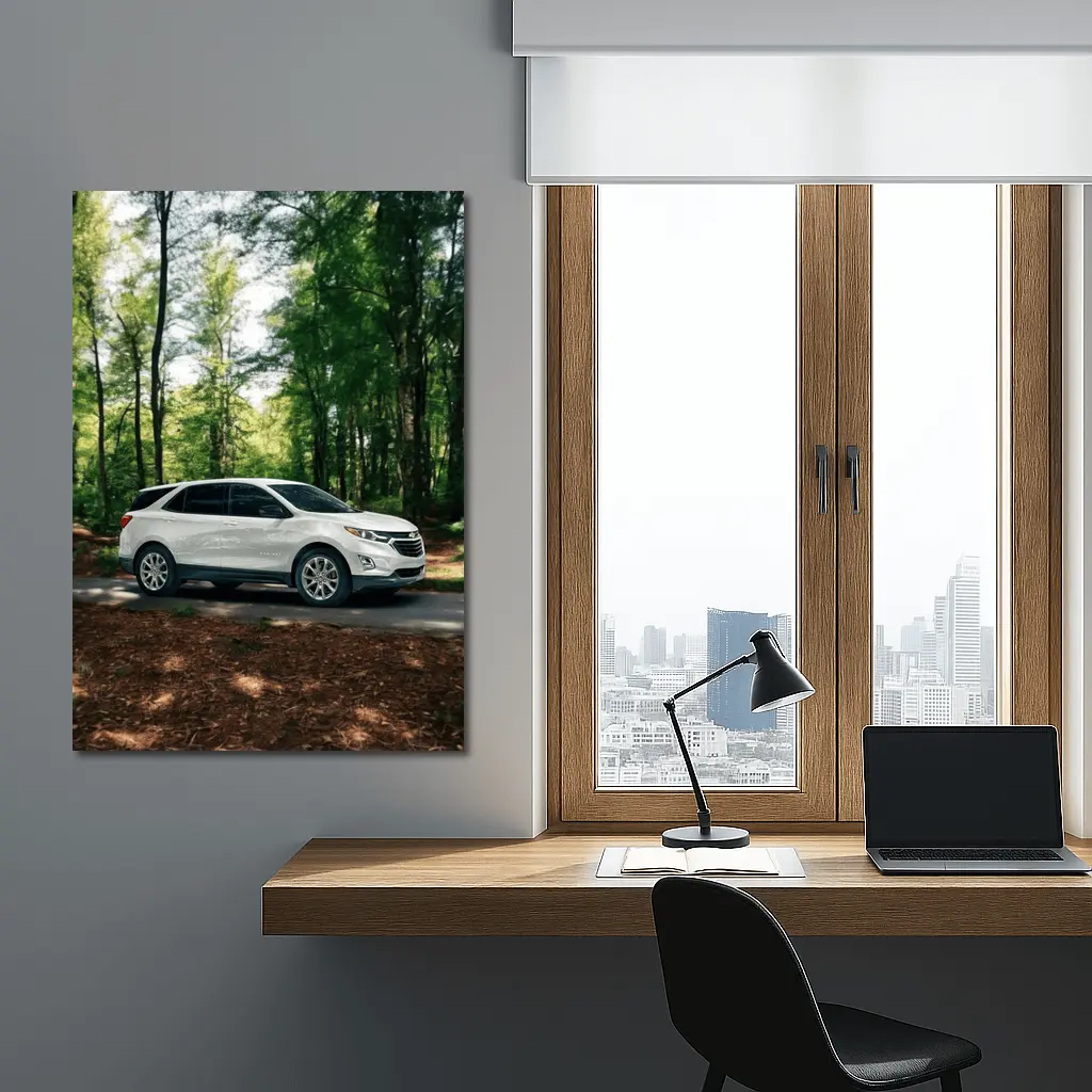Chevrolet Equinox White SUV Forest Road – Wall Art