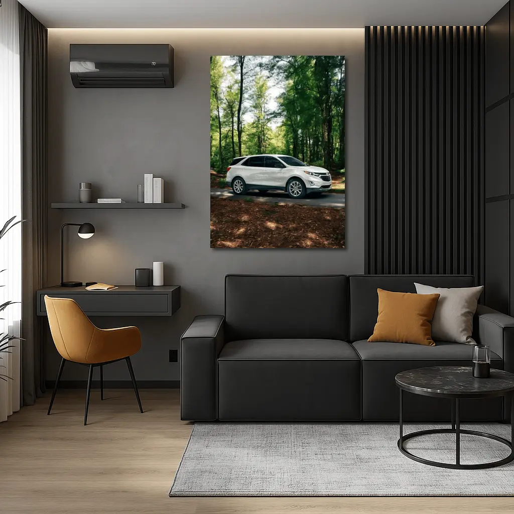 Chevrolet Equinox White SUV Forest Road – Wall Art