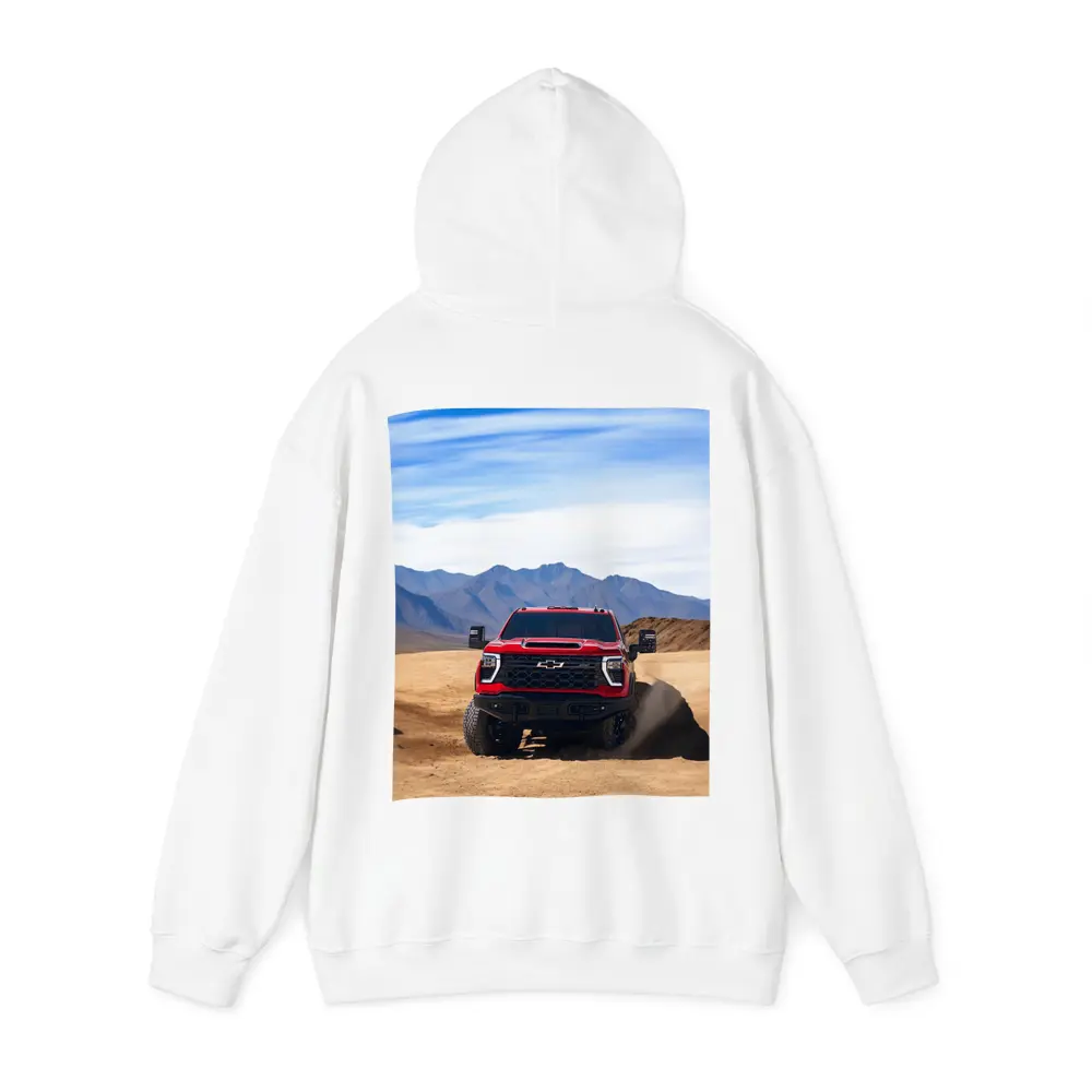 Chevrolet Silverado Red Truck Desert Mountains – Hoodies
