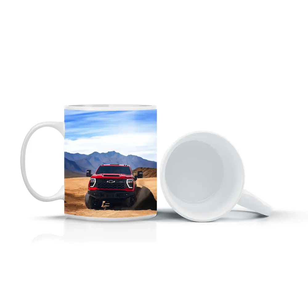 Chevrolet Silverado Red Truck Desert Mountains – Mugs