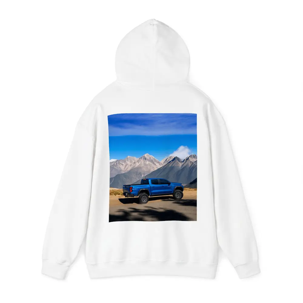 Chevrolet Colorado Blue Truck Mountain Backdrop – Hoodies