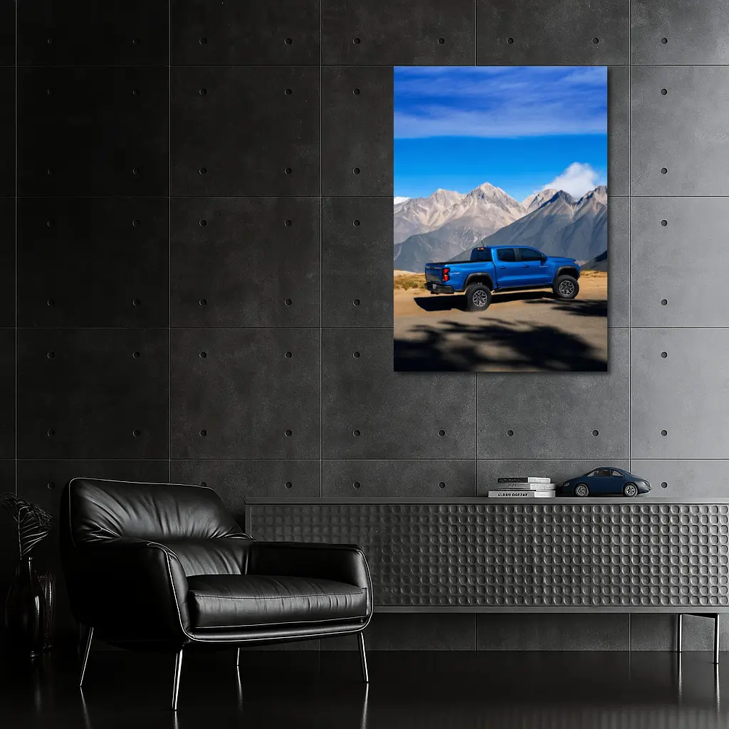 Chevrolet Colorado Blue Truck Mountain Backdrop – Wall Art