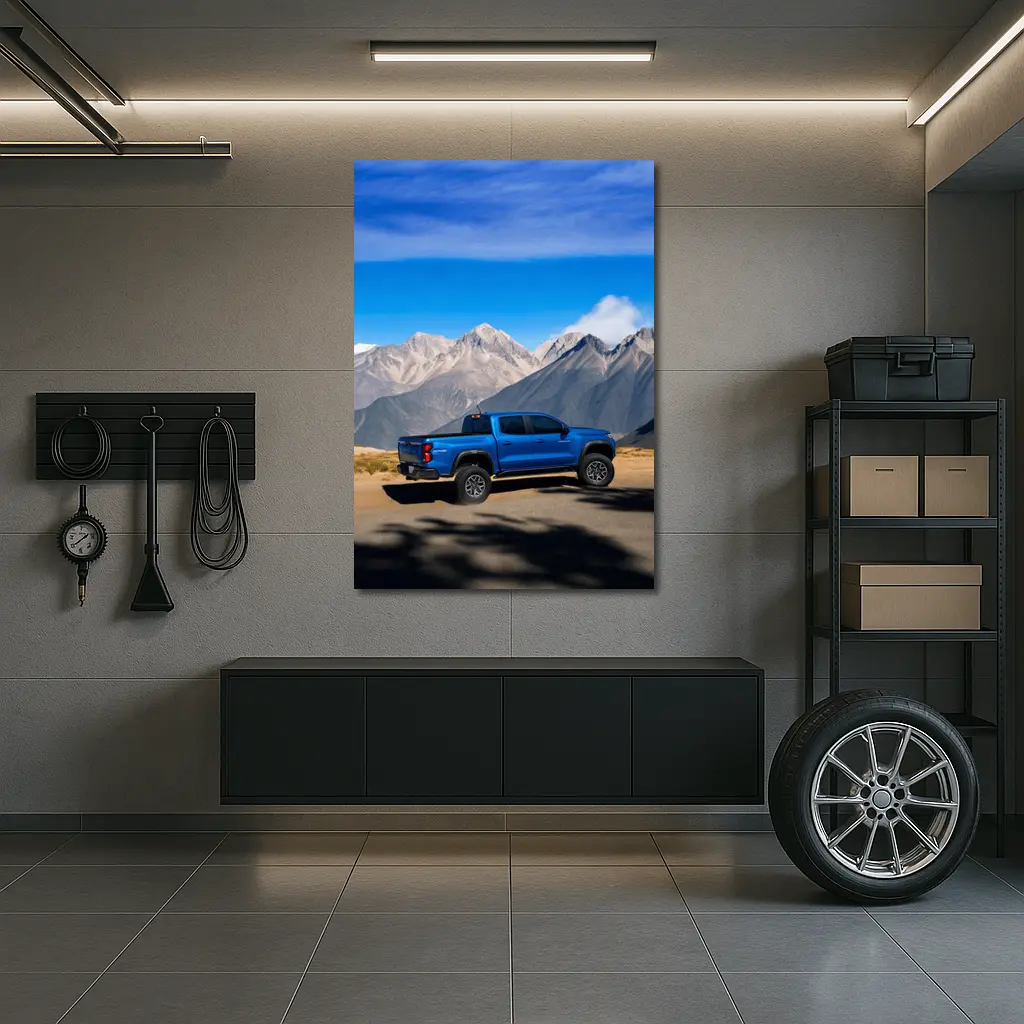 Chevrolet Colorado Blue Truck Mountain Backdrop – Wall Art