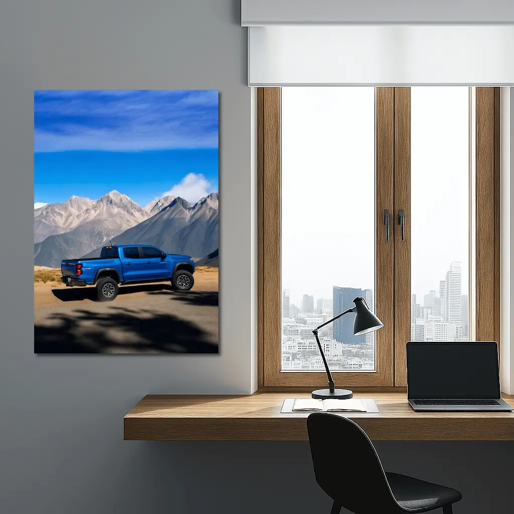 Chevrolet Colorado Blue Truck Mountain Backdrop – Wall Art