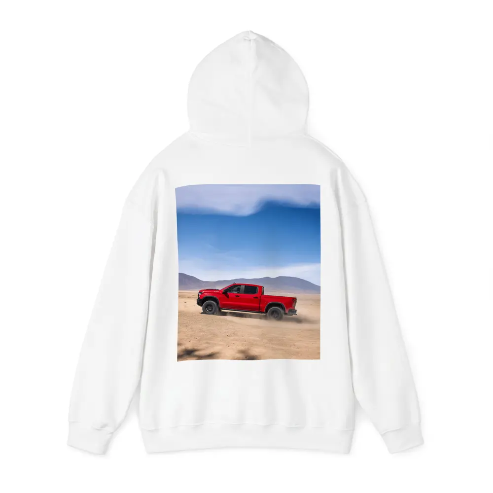 Chevrolet Silverado Red Truck Desert Landscape – Hoodies