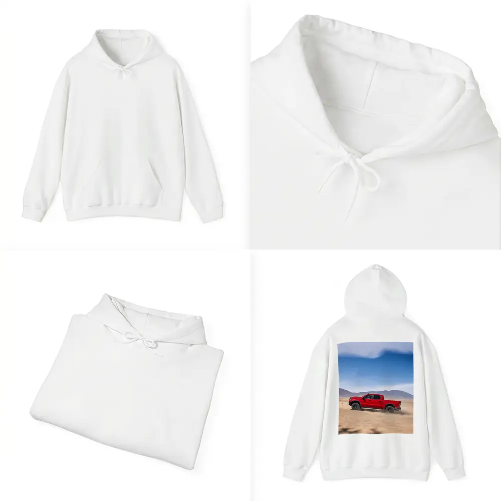 Chevrolet Silverado Red Truck Desert Landscape – Hoodies