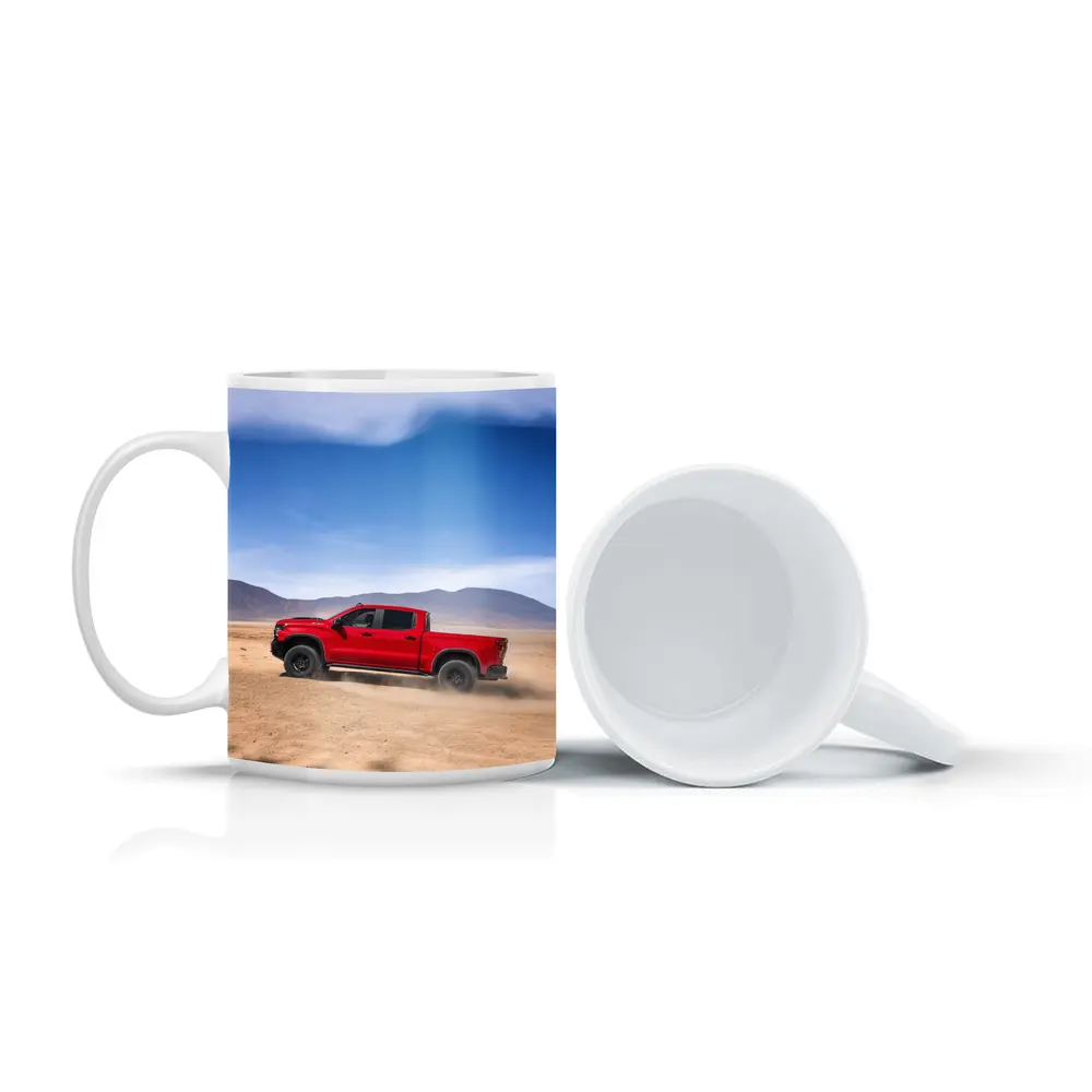 Chevrolet Silverado Red Truck Desert Landscape – Mugs