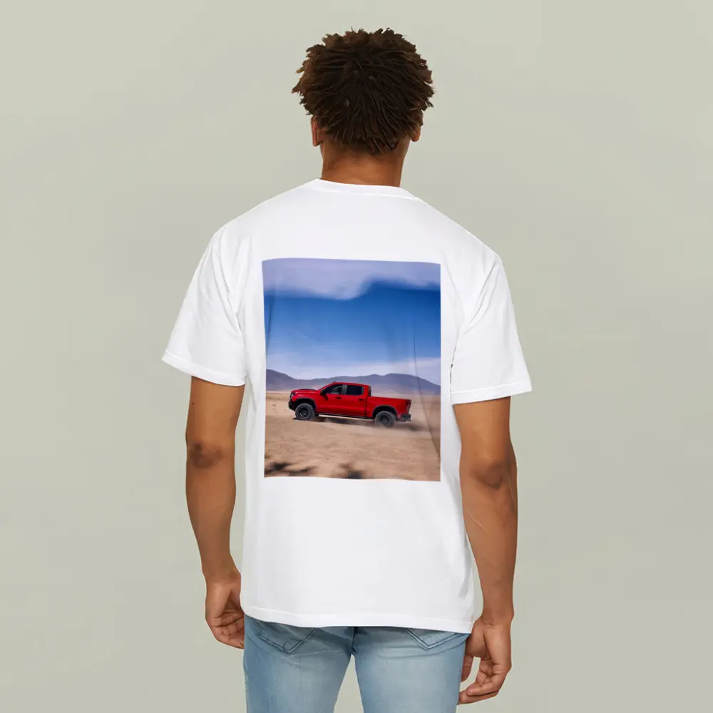 Chevrolet Silverado Red Truck Desert Landscape – T-Shirts
