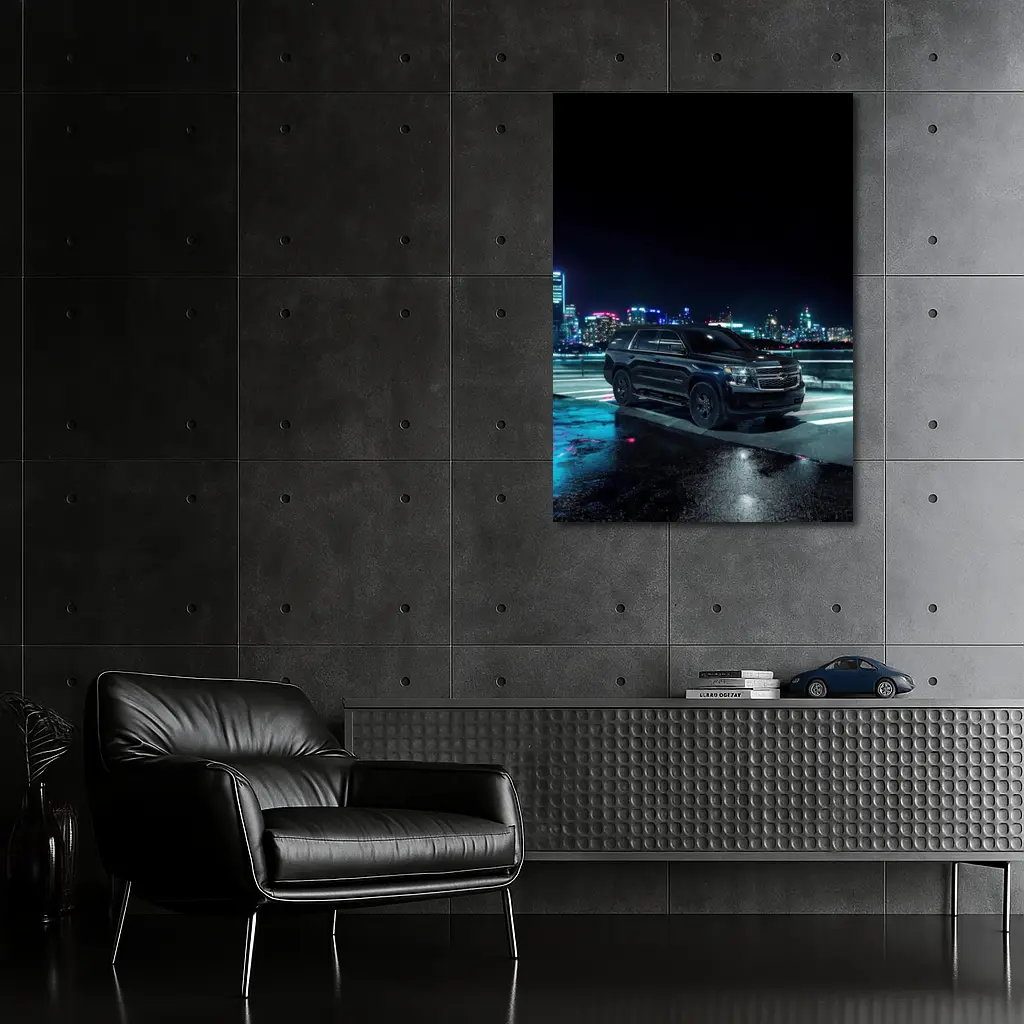 Chevrolet Tahoe Black SUV City Night – Wall Art