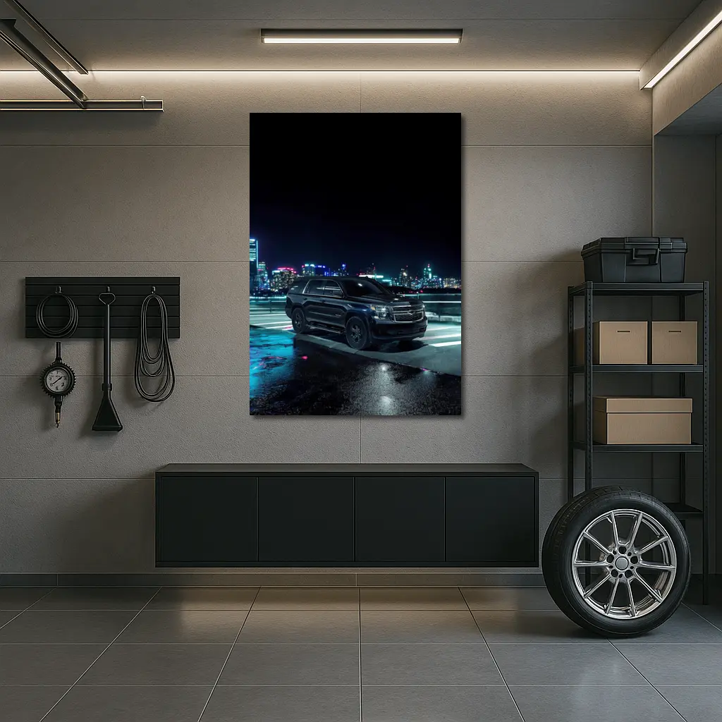Chevrolet Tahoe Black SUV City Night – Wall Art