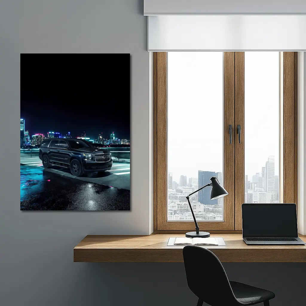 Chevrolet Tahoe Black SUV City Night – Wall Art