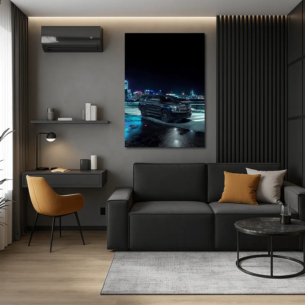 Chevrolet Tahoe Black SUV City Night – Wall Art