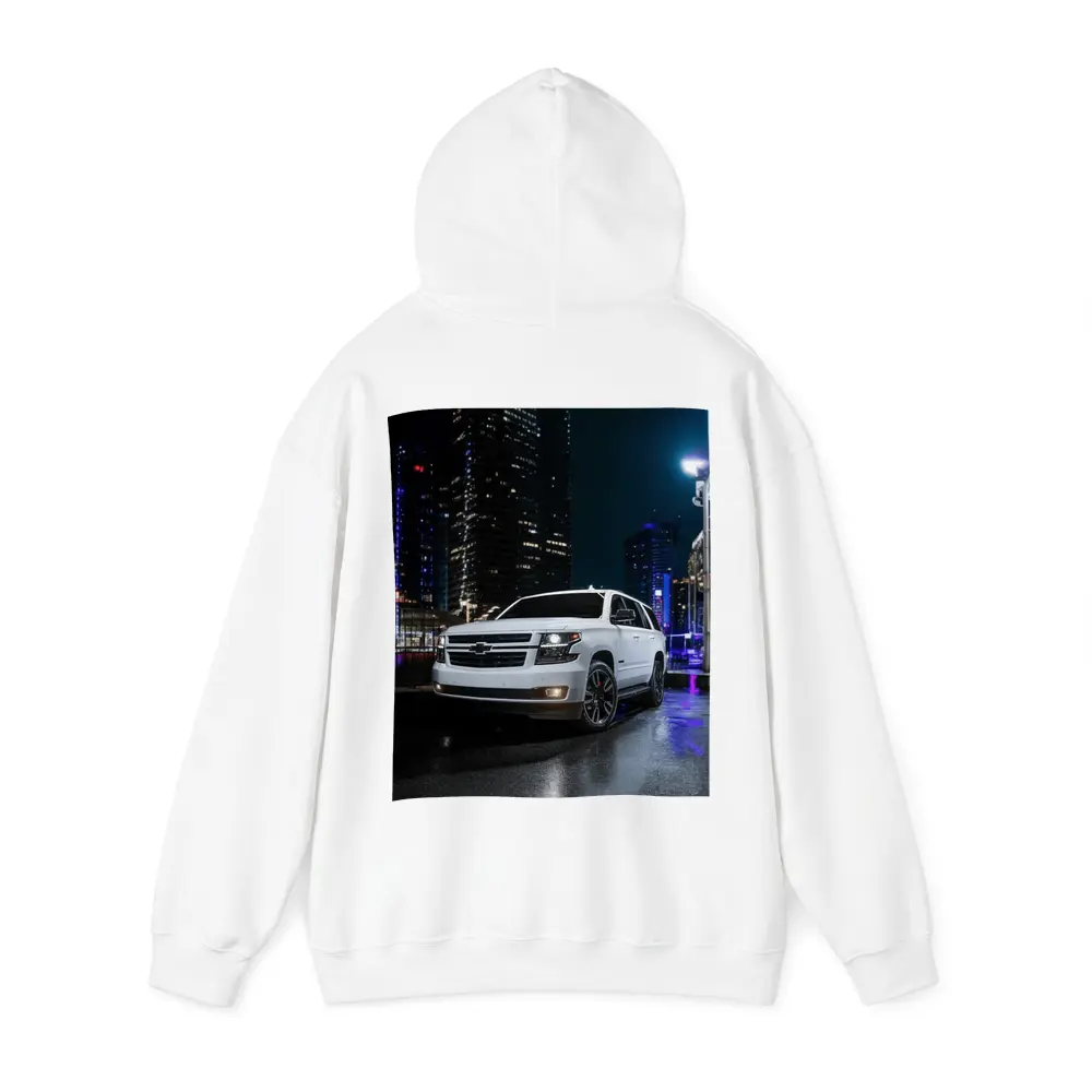 Chevrolet Tahoe White SUV City Night – Hoodies