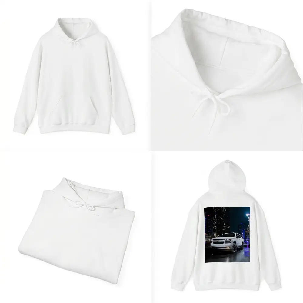 Chevrolet Tahoe White SUV City Night – Hoodies