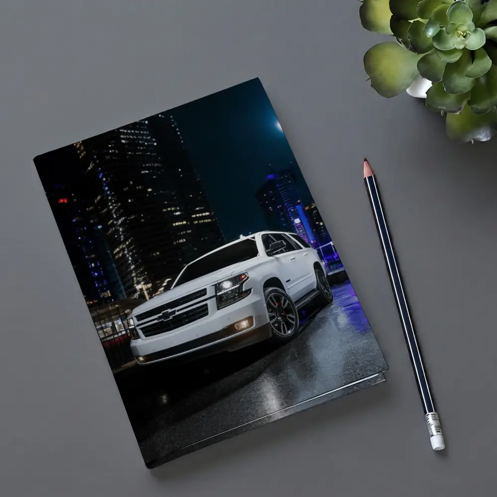 Chevrolet Tahoe White SUV City Night – Notebooks
